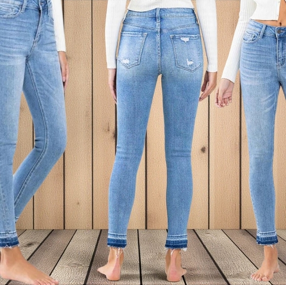 VERVET BY FLYING MONKEY Denim - VERVET Haylie High Rise Contrast Hem Crop Skin Skinny Jeans sz 24 New with Tags